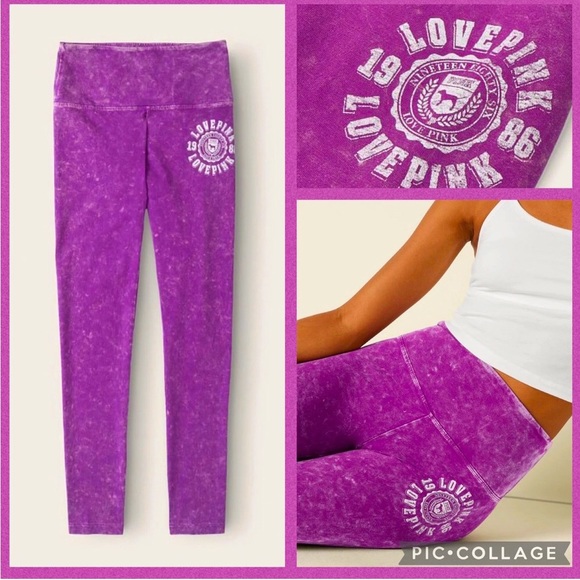 PINK VS Violet Wash Cotton High Waist Full Length Legging XXL - Picture 2 of 4